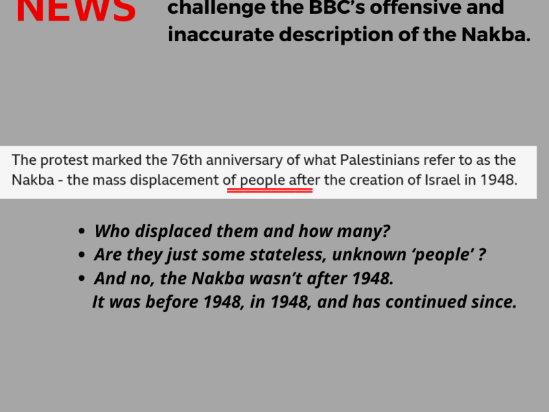 ACTION: Complain to BBC about their offensive and inaccurate description of the&nbsp;Nakba